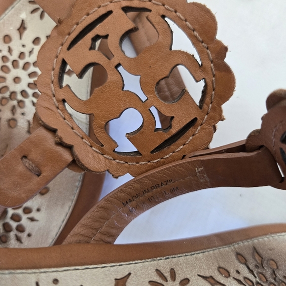 Tory Burch Leather Scalloped Miller Sandals - Picture 9 of 14